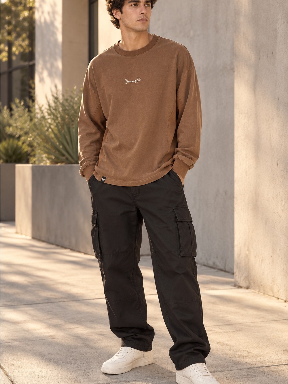 YoungLA Brown Long Sleeve Tee• Sold Out